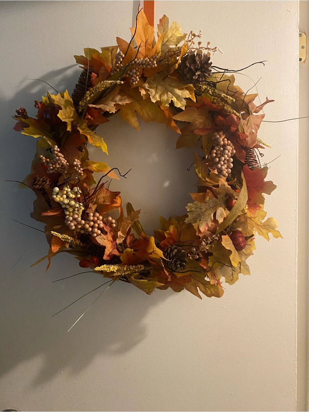 Hand crafted Autumn Harvest Fall Wreath - Rustic Orange & Brown Home Holiday Déc